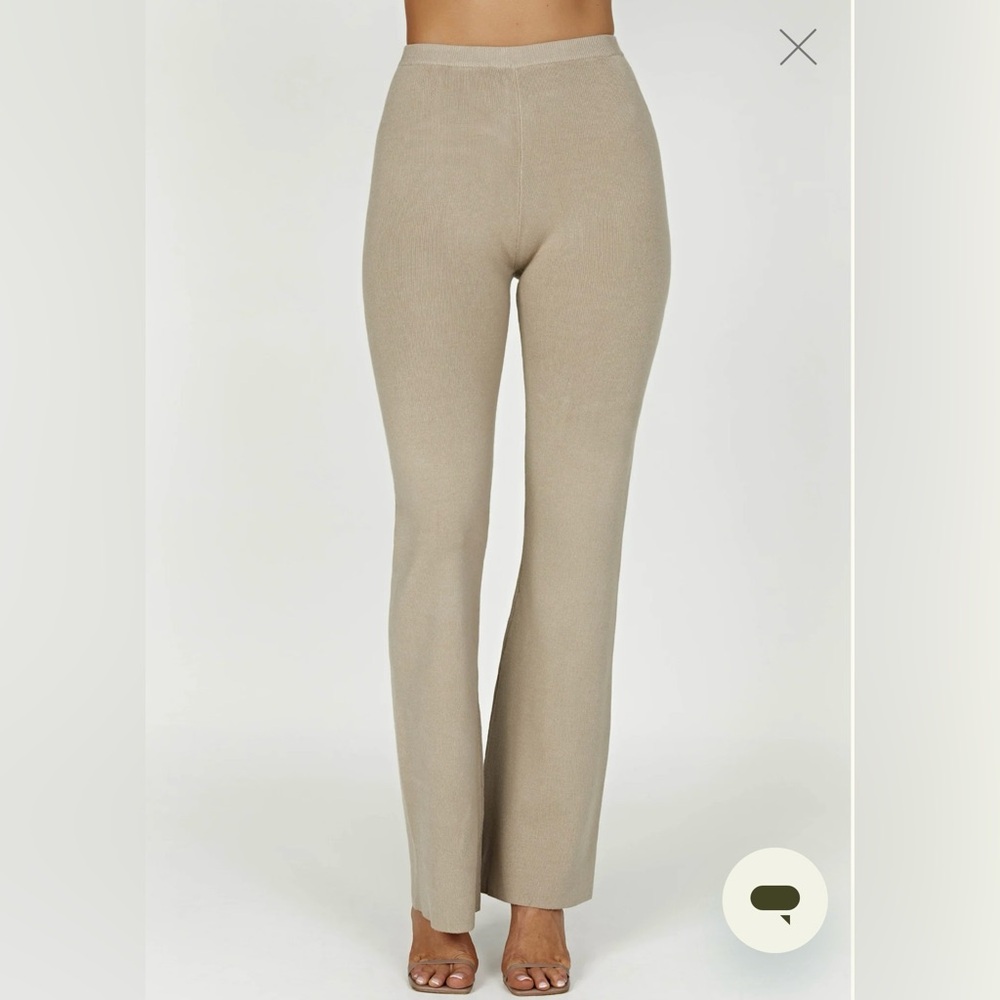 Meshki Rosetta Flare Knit Pants Taupe